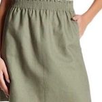 J.Crew Factory Size 4 Linen Sidewalk Skirt Olive Green Pull On Stretch Lined Photo 0