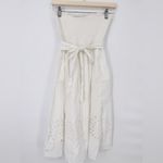 Thakoon Collective Eyelet‎ Tie Waist Dress White Strapless Cotton Sz 0 Photo 6
