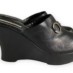 Tommy Hilfiger Vintage Y2K Girl Black Leather Wedge Mules Photo 2