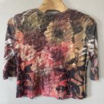 Jess & Jane Size 2X USA Y2K Artsy Floral Graphic T Shirt Textured 3/4 Sleeve Photo 2