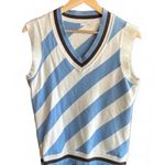 Vintage Lizgolf Womens Knit Vest Sz Large Blue White Striped Vest Photo 0