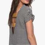 Roxy  NWOT Peak Moments Modal Dark Gray & White Striped Dress/Tunic Unique Back Photo 2