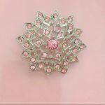 Bebe NWOT Vintage Bright Pink Gemstone and Silver Sparkling Burst Brooch Photo 0