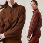 Athleta  Altitude Sweatshirt Top Half Zip Polartec Mahogany Heather Activewear XS Photo 1