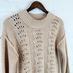 Free People Bell Song Pullover Cropped Sweater Sandcastle Tan Knit Small Photo 1