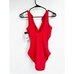 Lauren Ralph Lauren Red Underwire Ruffle Surplice V Photo 3