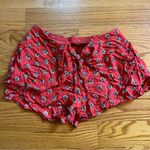 Abercrombie & Fitch red tie front floral shorts size small Photo 0