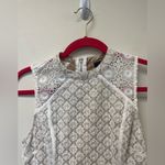 Ladkah White Lace Mini Dress High Neck Sleeveless Cottagecore Bridal Chic SZ S Photo 1