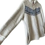 Weatherproof Vintage Fleece Faux Fur off White Blue Boho Soft ¼ Zip Jacket SZ M Photo 8