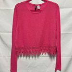 H&M Divided by Fuchsia Pink Crochet Hem Sweater Size Medium Photo 0