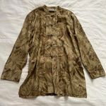 Chico's Vintage Tan and brown patterned silk chinoiserie blouse Size 0, 100% silk Photo 0