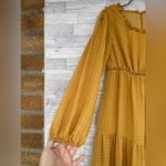 Rachel Parcell Mustard Yellow Ruffled Tiered Long Sleeve Maxi Dress Textured Photo 5