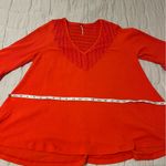 Free People  Red Parisian Nights Flowy Long Sleeve Top Photo 6
