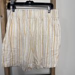 Wonderly White Brown Striped Linen Shorts Size Large Photo 2