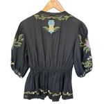 Farm Rio Anthropologie Winter Garden Embroidered Blouse Black Purple Size Small Photo 12