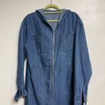 Blue Denim Long Sleeve Hooded Wide Leg Jumpsuit Sz M Size M Photo 2