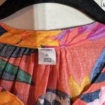 Old Navy Women Relaxed Tie-Cuff Linen-Blend Floral Tropical Top Blouse XL Coral Photo 3