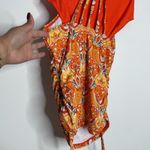 Cupshe NWT  Floral‎ V-Neck Tankini Top & Standard Bottoms Set Orange Medium Photo 7