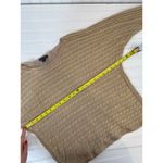 Brooks Brothers Brook Brothers Tan Metallic Cable Knit Crew Neck Pullover Sweater Womens Sz L Photo 1