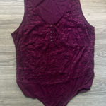 Torrid Wine Lace Lace-up Sleeveless Bodysuit Size L Fall Halloween Party Holiday Photo 0