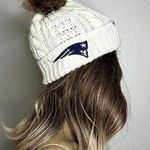 47 Brand New England Patriots Cream Logo Pom Pom Beanie Hat Photo 0