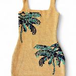 Anthropologie By Sweater Mini Dress Golden with Palm Trees Small Photo 4