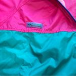 Columbia Vintage Windbreaker Jacket Green Pink Zip Up Hood Women Size XL Photo 3