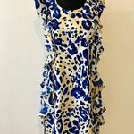 Julie Brown NYC Leah Sleeveless Ruffle Dress in Blue Jaguar Print Size 4 Photo 1