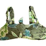 Aerie Scoop Striped Floral Leaf Swim Bikini Top Medium Women’s Green 9996 Photo 0