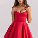 House Of CB  size M Regular Minimoiselle' Holly‎ Red Satin Tulle Mini Dress Photo 0