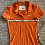 Aeropostale Y2K Orange Stretch Polo Short Sleeve Button Down Blouse Solid Small Photo 4