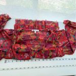 DR2 Daniel Rainn Mesh Floral Babydoll Top Sz. XS Orange Red Peplum Smocked Y2K Photo 6