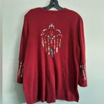 Bob Mackie  Southwestern Arrows Dream Catcher Cardigan Sweater Sz L Rust Photo 4