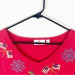 Quacker Factory Red Long Sleeves Embellished Beaded Patriotic Top, Size Large Photo 8