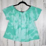 Bobi NWT  Gathered Scoop Neck Blue Splatter Tie Dye Top Women's Size Small Photo 1