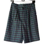 NWT Classic Preppy Tartan Plaid Pleated Wool High Rise Shorts Womens Sz 10 Blue Photo 0