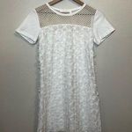 See By Chloe  Short-Sleeve Textured Fringe Floral Jersey Shift Dress Cloud Dancer Photo 0