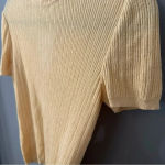 St. John Collection Shirt Yellow Ribbed Shirt Mock Neck Short Sleeve Size Medium Photo 2