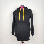 Magic Fashion Long Hoodie Black with Yellow Drawstrings Tunic Pocket Size M/L Size M Photo 9
