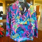 Lauren James Windbreaker Pullover Rain Jacket Small New Floral Bold Photo 1