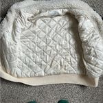 Ivory Ella  Sherpa Jacket Coat Full Zip Solid Cream Bomber Colorful Striped XL Photo 8