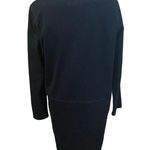 Indigo PureJill Denim Look Size Medium Cotton Blue Ling Sleeve Knee Length Dress Photo 3