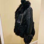 Genuine fox Fur Coat genuine leather jacket vest warm long sleeve trench bomber Jacket Fur Sheepskin Jacket Studs Black Size M Photo 16