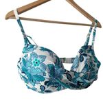 La Blanca Santorini Blue White Floral Print Wrap V-Neck Bikini Swim Top Size 12 Photo 3
