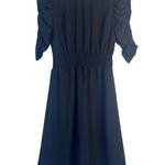 Who What Wear Black Fit & Flare Dress Ruched 1/2 Sleeves Smocked Waist Size XS Photo 12