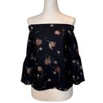 Lost + Wander ‎ Black Fleur Floral Off The Shoulder Bell Sleeve Top Size S Photo 4