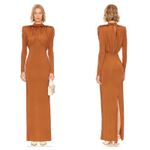 L'ACADEMIE Kemia Maxi Dress Small Brown Jersey Long Sleeve Wedding Revolve Chic Photo 15
