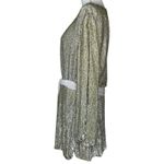 Retrofête Selma Champage Sequin Split Sleeve Keyhole Belted Robe Mini Dress Gold Photo 5