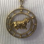 Vintage CELEBRITY NY Leo Zodiac Gold Tone Open Work Pendant signed Piece Photo 3