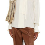 CHLOÉ Tie-neck silk-jacquard blouse Vanilla Ice Size 36 (US size 4) Oversized Photo 0